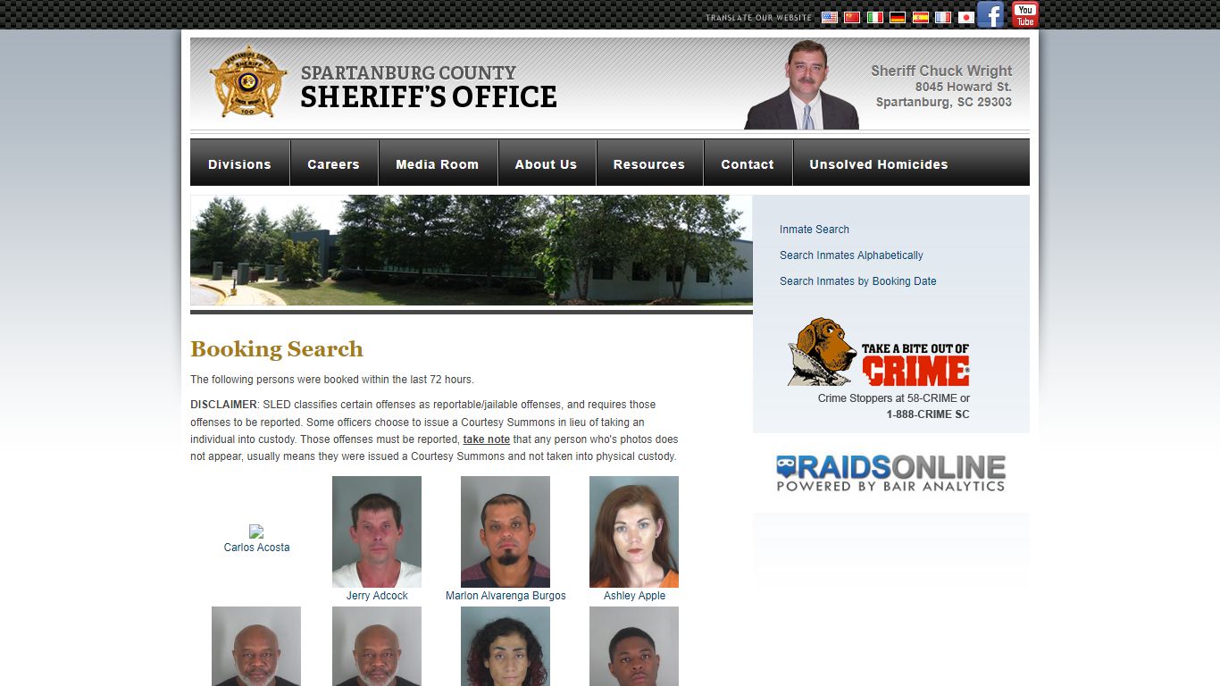 Booking Search : Spartanburg Sheriff